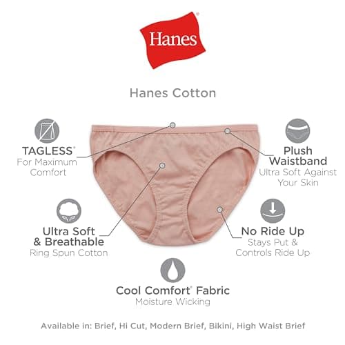 Hanes Women's 6 Pack Core Cotton Brief Panty, Neutrals, X Large