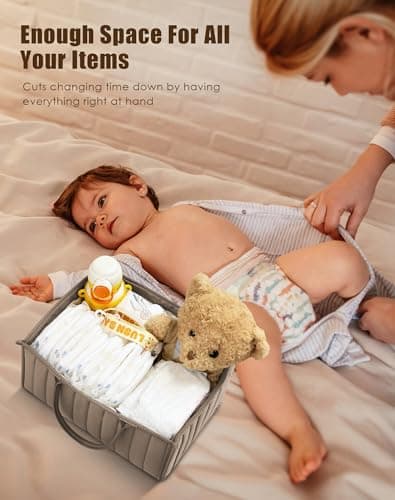SWEET DOLPHIN 2-Pack Quilted Diaper Caddy Organizer – Premium Puffer Style Nursery Storage Bins – Water-Resistant & Wipeable Changing Table Organizer – Trendy Tote for Home & Car Travel - Mocha Brown — view 5