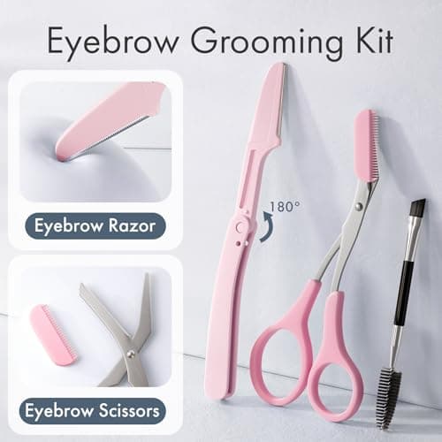 EZ2LIVE Tweezers for Women Facial Hair, Eyebrow Kit with Tweezers for Women and Men, 8 Pack Precision Tweezers Set, Splinter, Ingrown Hair Removal Kit, Stainless Steel Tweezers for Eyebrow, Light Pink — view 4