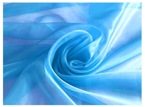 MDS® Pack of 10 Yard Sheer Organza Fabric for Wedding Party Home Event Banquet Decorations, Backdrop Curtain Craft Dress Sewing Fashion DIY Crystal Organza Tulle Fabric Bolt 44” Wide - Blue — view 3