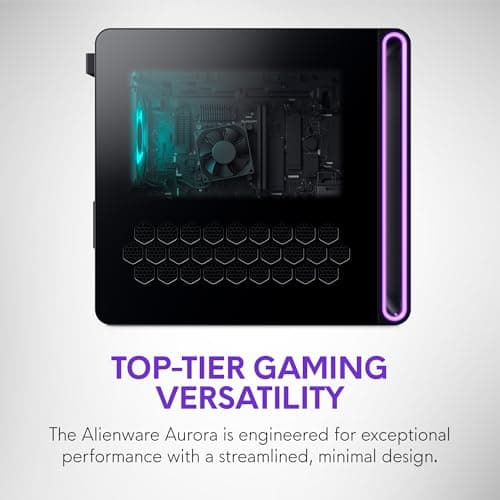 Alienware Aurora Gaming Desktop ACT1250 - Intel Core Ultra 7 265F Processor, Air Cooled, NVIDIA GeForce RTX 5060Ti, 16GB DDR5 RAM, 1TB SSD, 500W Platinum Rated PSU, Windows 11 Home - Clear Panel — view 5