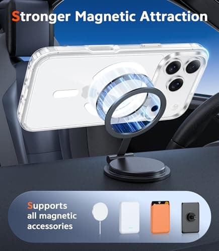 FNTCASE for iPhone 17 Pro-Max Case: Clear Magnetic Phone Cases with Screen Protector Compatible with Magsafe Slim Anti Yellowing Rugged Shockproof Protective Transparent Cell Cover (A-Clear) — view 2