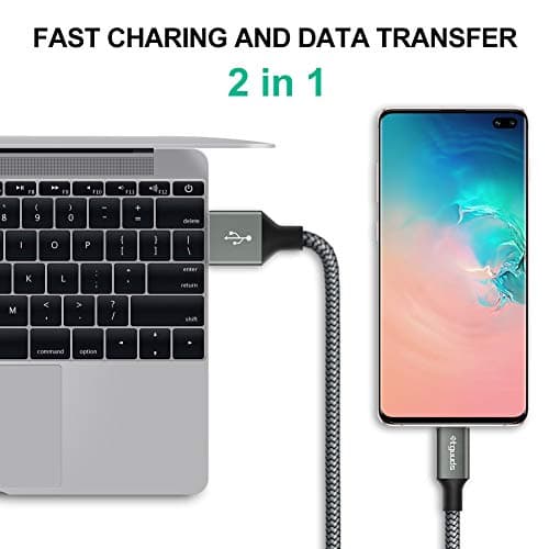 etguuds USB A to USB C Cable 6ft, 2-Pack, 3A Fast Charging Type C Charger Cord for iPhone 17 16 15 Pro Max 16e 17 Air, Samsung Galaxy S25 S24 S23 S22 S21 S20 A17 A16 A56 A55 Flip Fold, Gray — view 3