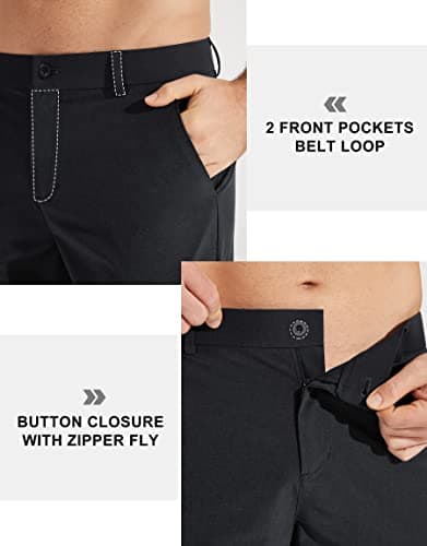 Libin Mens Golf Pants Stretch Work Dress Pants 30" Quick Dry Lightweight Business Casual Pant for Men Comfy Water Resistant, Black, 32W x 30L — view 4