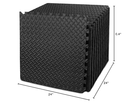 BEAUTYOVO Puzzle Exercise Mat with 48 Tiles Interlocking Foam Gym Mats, 24'' x 24'' EVA Foam Floor Tiles, Protective Flooring Mats Interlocking for Gym Equipment (192 Sq.Ft - All Black) — view 6