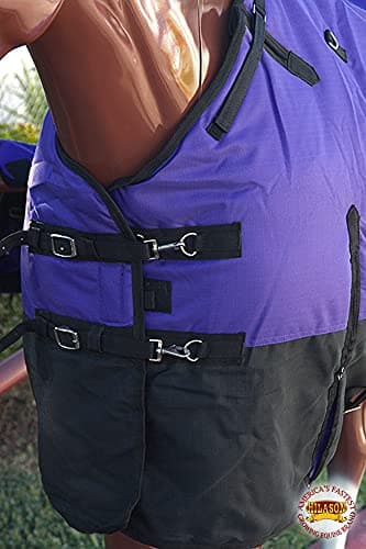 HILASON 1200D Winter Waterproof Poly Horse Turnout Blanket Belly Wrap Purple | 74 in — view 2
