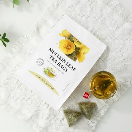 Premium 50 Mullein Leaf Tea Bags. Made with 100% Pure Mullein Leaves, for Lungs Cleanse and Respiratory Support, No Flavoring & No Additives & Caffeine Free. — view 4