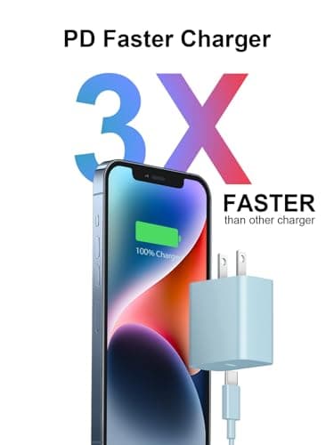 Extra Long 10FT iPhone 14 13 12 Charger Fast Charging 20W PD USB C Wall Charger with Fast Charging Cable Compatible iPhone 14/13/12/11/Pro/Pro Max/Mini/Xs Max/XR/X, iPad - Blue