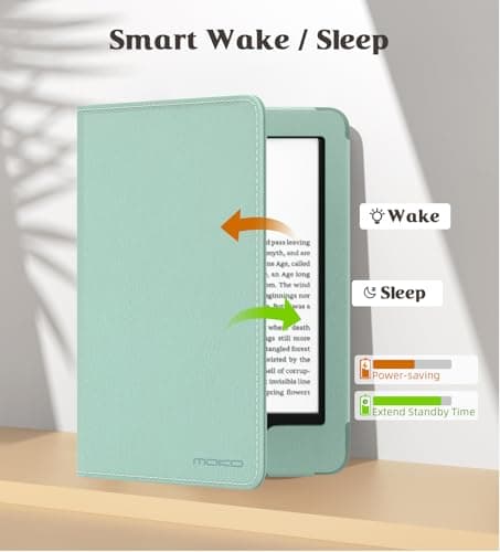 MoKo Case for 6" All-New Kindle(11th Generation 2024/2022 Release), Lightweight PU Leather Cover Stand Shell with Hand Strap Auto Wake/Sleep for Kindle 2024 11th Gen e-Reader, Agave Green — view 4