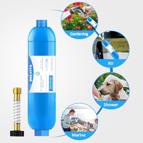 RV Inline Water Filter with Flexible Hose Protector,Dedicated for RVs and Marines,2 Pack Drinking & Washing Filter,Reduces Lead,Fluoride,Chlorine,Bad Taste & Odor — view 2