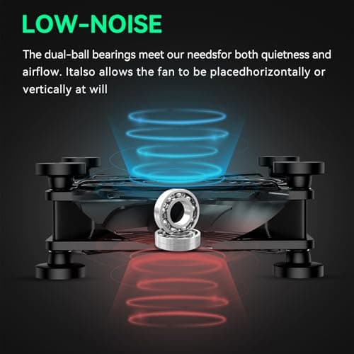 Easy Cloud 120mm USB Fan, USB Computer Fan with 3 Speeds Controller Small PC Cooling Fans for Cabinet Case Server TV Receiver Router DVR Xbox Cooler, 2Pcs
