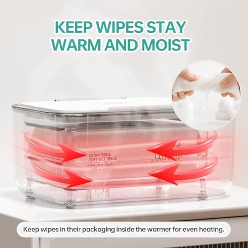 Chefhandy Baby Wipe Warmer, 3-Level Temperature Control, Silent & Even Heating, Large Capacity Wipes Dispenser for Babies & Adults, White — view 5