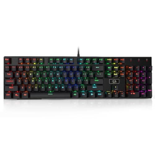 Redragon K556 RGB LED Backlit Wired Mechanical Gaming Keyboard, 104 Keys Hot-Swap Mechanical Keyboard w/Aluminum Base, Upgraded Socket and Noise Absorbing Foams, Soft Tactile Brown Switch — view 8