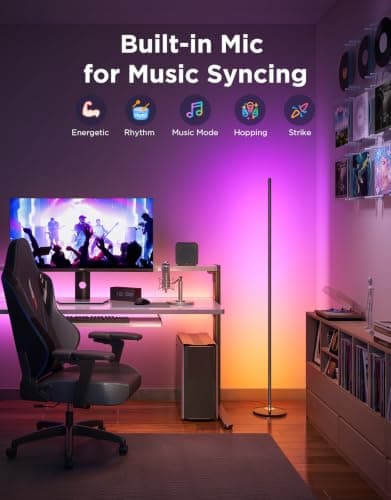 Govee RGBIC Floor Lamp Basic, 1000lm LED Corner Lamp Compatible with SmartThings, Alexa, and Matter, Modern Floor Lamp with Music Sync and 16 Million DIY Colors, Standing Lamp for Bedroom Living Room — view 5