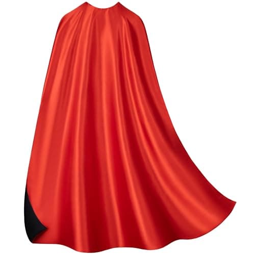 Bosvin Adult Superhero Cape & Mask Set - Double-Sided Black & Red Super Hero Capes and Masks for Men Women Dress-Up Parties — view 2