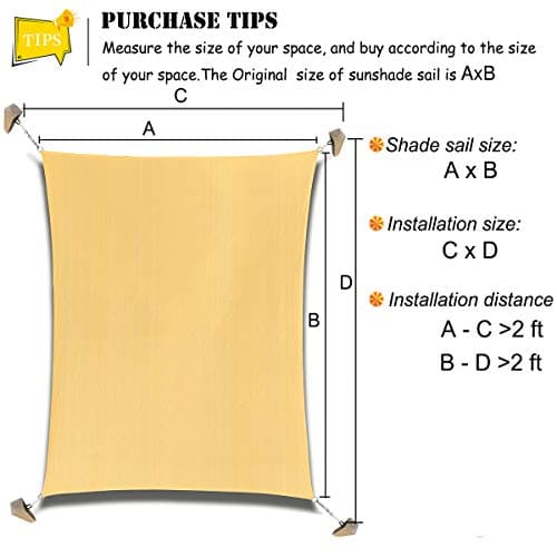 Outdoor Sun Shade Sail Canopy,10' x 14' Rectangle Shade Cloth UV Block Sunshade Fabric - Patio Cover Awning Shelter for Pergola Backyard Garden Yard (Grey Color)