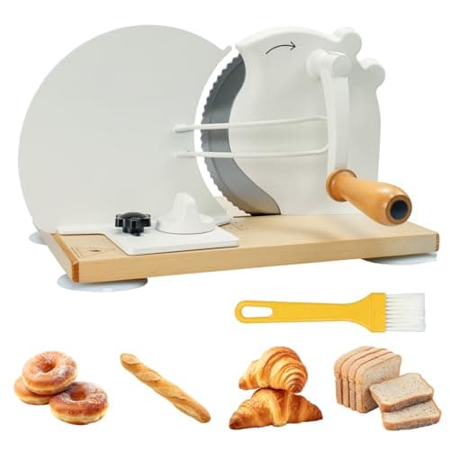 New Upgrade Manual Bread Slicer for Homemade Sourdough Bread,Adjustable Thickness Bread Slicer with Hand Crank,Premium Stainless Steel & Powerful Suction Cups