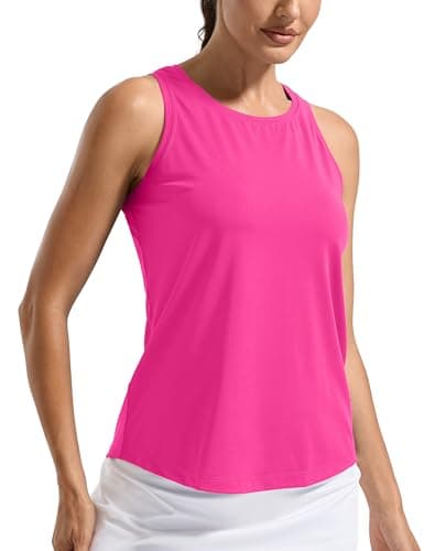 MathCat Women's Loose Fit Workout Tank Top, Racerback Quick Dry Yoga Tennis Shirts, Lightweight Athletic Sleeveless Tops Rose Red