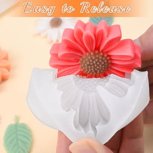 ZQYSING Flower Candle Molds Set, 3D Rose, Daisy, Peony, Tulips Floral Molds — view 4