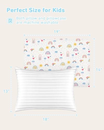 Babebay Toddler Pillow,13X18 Soft Toddler Pillows for Sleeping, Machine Washable Kids Pillow with Cotton Pillowcase, Perfect for Travel, Toddlers Cot — view 5