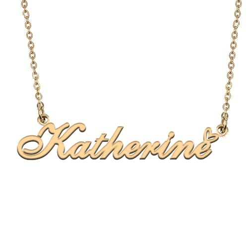 HUAN XUN Katherine Name Necklaces Personalized Stainless Steel Necklace for Women Jewelry for Birthday Anniversary