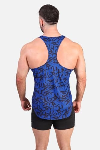 Jed North Men's Graphic Bodybuilding Tank Tops Gym Stringers Racerback,NavyGraffiti,XXX-Large — view 3