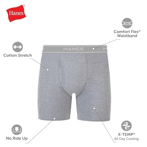 Hanes Mens Underwear Briefs, Cool Dri Moisture-wicking Cotton No-ride-up For Men, Multi-packs Available Boxer, 12 Pack - Black, Medium US — view 5