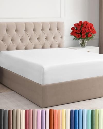 King Fitted Bed Sheet - Bottom Single Fitted Sheet Only - Ultra-Soft Hotel Luxury Bedding w/ 8-16 Inch Deep Pockets - Breathable, Cooling & Wrinkle Free - Easy-Care, Fade & Shrink Resistant - White