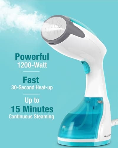 BEAUTURAL 1200-Watt Handheld Steamer for Clothes, 30-Second Heat-up, 8.79-Ounce Water Tank, Aqua — view 2