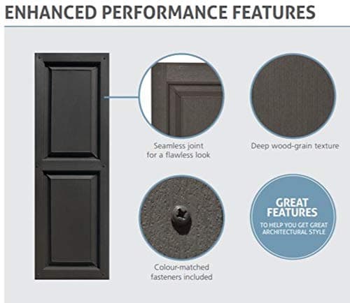 Shutters, Raised Panel Shutters, Standard Raised Panel Exterior Vinyl Window Shutters, Black, (1 Pair = 2pcs) 12"W x 60"H — view 5