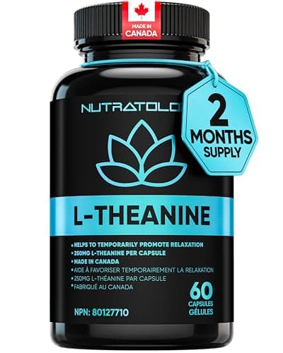 Nutratology® L-Theanine 250MG Capsules | Canadian-Made | For Stress Management | Promotes Relaxation & Calmness Without Drowsiness - L-Theanine Supplement for Stress Relief | 60 Capsules