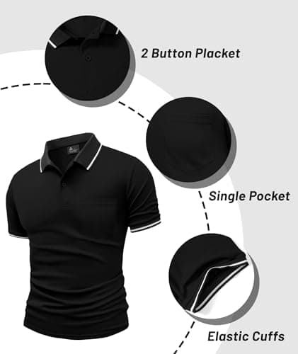 ZITY 5 Pack Polo Shirts for Men Short Sleeve Golf Shirt Moisture Wicking Breathable Casual Athletic Work Summer T-Shirt — view 3