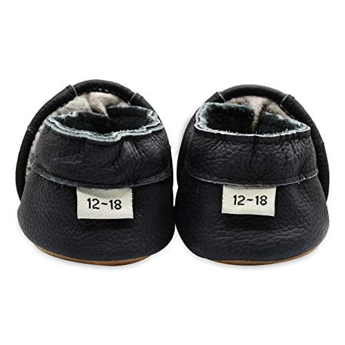 iEvolve Baby Toddler Soft Sole Prewalker Baby First Walking Shoes Crib Shoes Baby Moccasins (Black, 12-18 Months) — view 3
