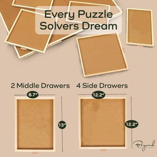 1500 Piece Wooden Jigsaw Puzzle Table - 6 Drawers, Rotating Puzzle Board | 35” X 28” Jigsaw Puzzle Board | Puzzle Cover Included - Portable Puzzle Tables for Adults and Kids by Beyond Innoventions — view 4