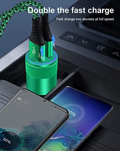 Dual Port Car Phone Charger, [2Pack] 3.4a Fast Charge USB Cargador Carro — view 5