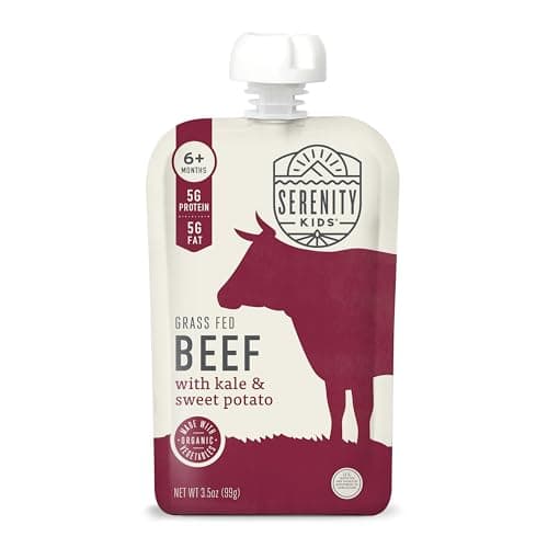 Serenity Kids Baby Food Pouch Puree - Organic Baby Food Pouches with Veggie & Beef Blend - No Added Sugar Savory Toddler Snacks - On-the-Go Toddler Pouches - 3.5 oz, Pack of 1