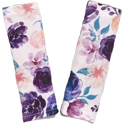 Baby Car Seat Cover, Floral Pattern Thickened Car Seat Strap Pads, Reversible Soft Baby Strap Pads for All Seats/Pushchair/Stroller Shoulder — view 2