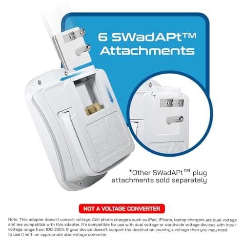 Ceptics 35W Universal Travel Adapter Kit – 2 USA sockets, USB-A, USBC, 1x PD 35W USB-C and USBC Cable, Surge Protected, Plugs for EU, UK, China, AU, Japan - for Laptop, Phone, Camera-ETL Tested — view 3