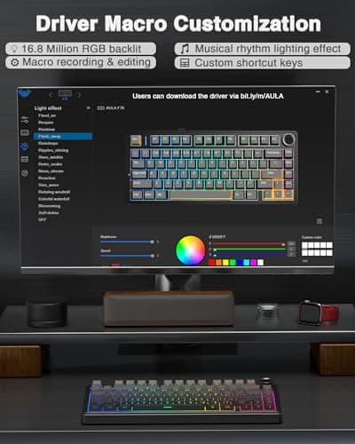 AULA F75 Pro Wireless Mechanical Keyboard,75% Hot Swappable Custom Keyboard with Knob,RGB Backlit,Pre-lubed Reaper Switches,Side Printed PBT Keycaps,2.4GHz/USB-C/BT5.0 Mechanical Gaming Keyboards — view 7