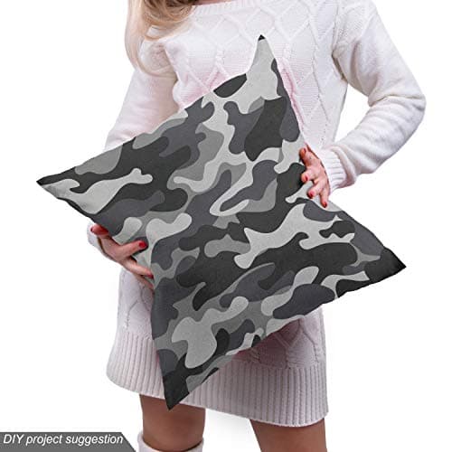Lunarable Camo Print Fabric by The Yard, Grayscale Abstract Camouflage Demonstration Repetition of Stains, Decorative Fabric for Upholstery and Home Accents, 3 Yards, Green Grey — view 4