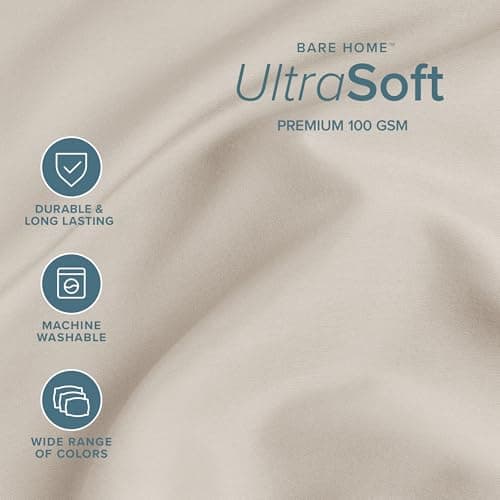 Bare Home Queen Sheet Set - 1800 Ultra-Soft Microfiber Queen Bed Sheets - Double Brushed - Deep Pockets - Easy Fit - 4 Piece Set - Bed Sheets (Queen, Wheat) — view 2