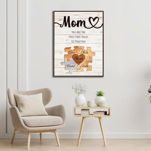 Personalized Mothers Day Idea Gifts for Mom from Daughter Son Kids Husband Custom Puzzles Sign Canvas Prints with Names for Mom Nana Grandma Customized Mother's Day Birthday Wall Art Decoration Gift — view 2