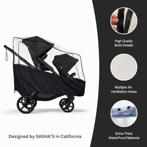 Rain Cover for The Bugaboo Kangaroo Double by SASHA'S (Stroller Not Included) - Weather Shield, Wind Cover — view 2