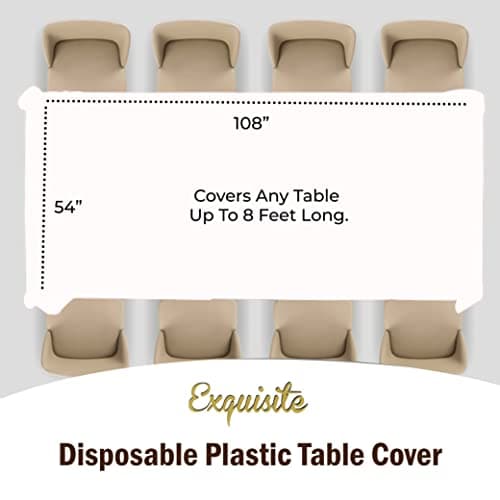 Exquisite 12-Pack Premium Plastic Tablecloth 54 Inch. x 108 Inch. Rectangle Table Cover-White — view 3