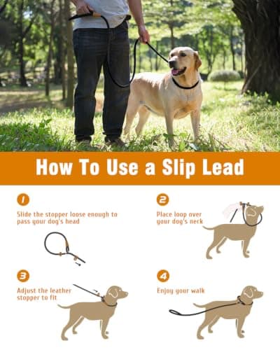 lynxking Dog Leash Slip Lead 5 6 8 FT Dog Training Leash Strong Heavy Duty Rope No Pull Training Lead Leashes for Dogs — view 4