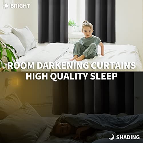 BGment Blackout Curtains 2 Panels for Bedroom - Black Out Curtains 63 Inches Long Window Room Darkening Grommet Thermal Insulated Curtains, 52 Inch Wide Each, Dark Grey — view 2