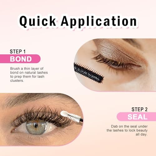 Lash Bond and Seal Waterproof, Cluster Lash Glue Bond and Seal Lash Glue, Strong Hold 72h for Eyelash Clusters, Latex Free Sensitive Eyes Available 10ML (Pack of 2) — view 6