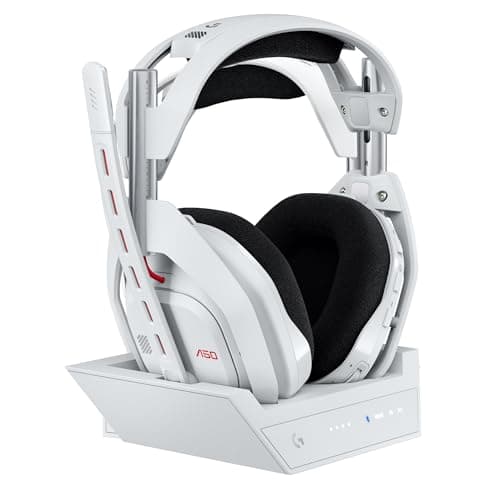 Logitech G Astro A50 Multi-Platform Wireless Gaming Headset + Base Station for PS5/Xbox/PC: PLAYSYNC Audio Switcher, <16bit/48kHz (Console), <24bit/48kHz (PC), 24hr Battery, 2.4GHz & BT - White