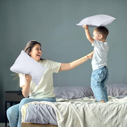 Utopia Bedding Toddler Pillow (White, 2 Pack), 13x18 Toddler Pillows for Sleeping, Soft and Breathable Cotton Blend Shell, Polyester Filling, Small Kids Pillow Perfect for Toddler Bed and Travel — view 3