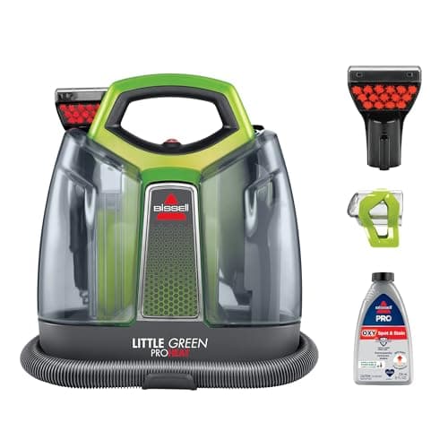 BISSELL Little Green ProHeat Portable Carpet & Upholstery Spot Cleaner with HydroRinse Self-Cleaning Tool, HeatWave Technology, OXY Formula Included, Car Detailer, 37oz Tank, 2513E